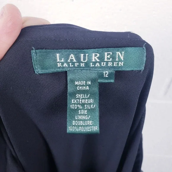 Lauren Ralph Lauren Skirt Black Floral Silk High Low Midi Womens Size 12 - Picture 7 of 7